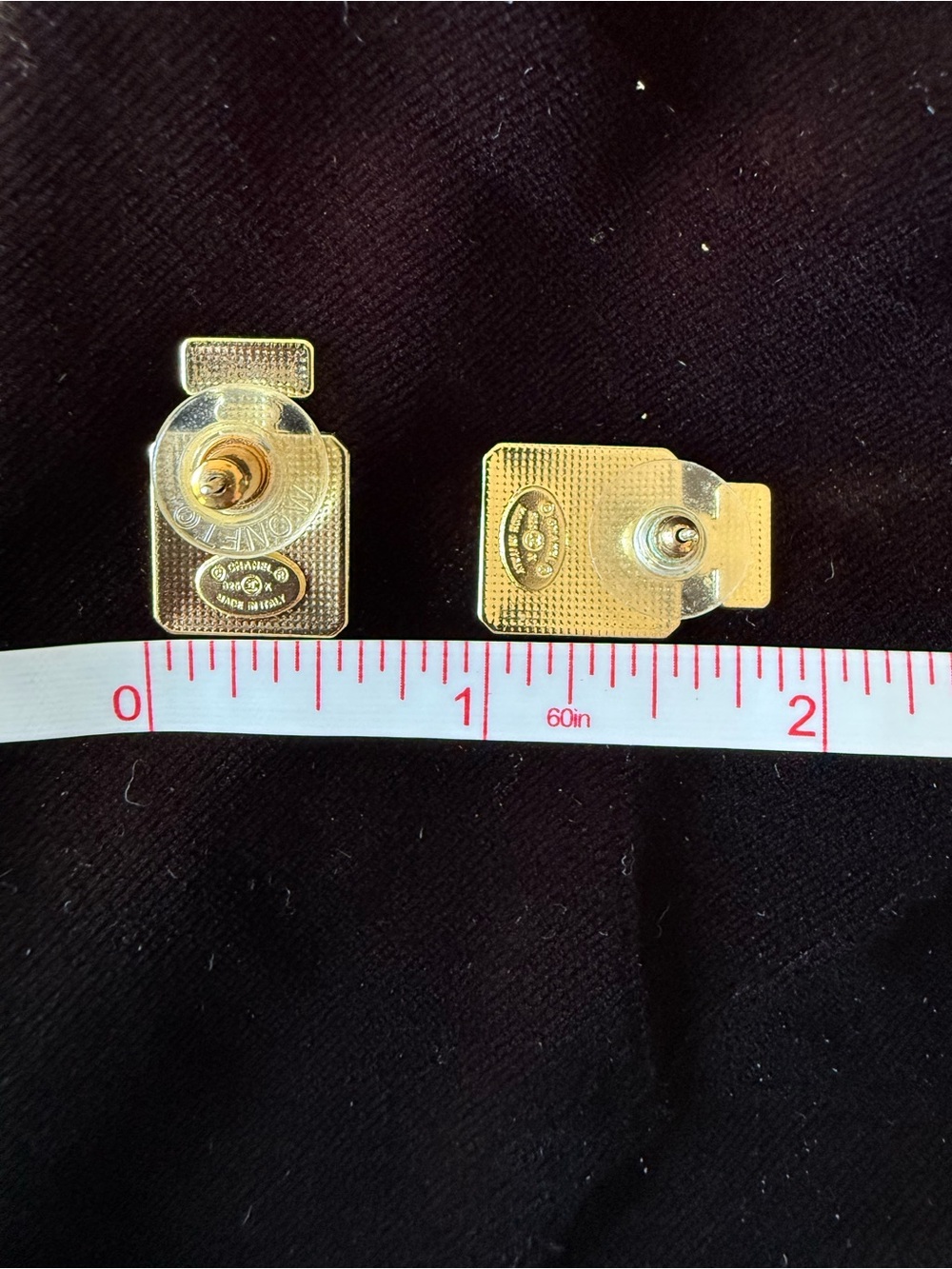 ChaneI Black and Gold Perfume Bottle Drop Earrings - Picture 5 of 6
